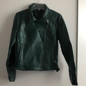Green faux leather Motorcycle jacket